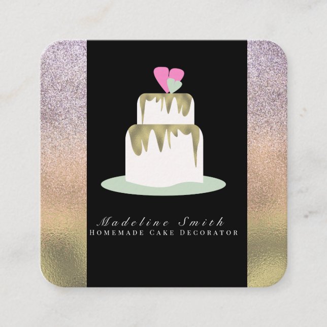 Carte De Visite Carré Boulangerie Gâteau Mariage à deux niveaux Gold Spa (Devant)