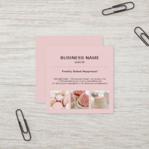 Carte De Visite Carré Boulangerie minimaliste rose personnalisé Photo Ca