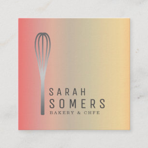 Carte De Visite Carré Boulangerie moderne Parties scintillant d'or Whisk