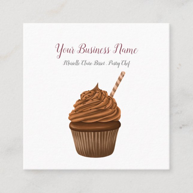 Carte De Visite Carré boulangerie pâtisserie Chef Cupcake Maker Carré Af (Devant)