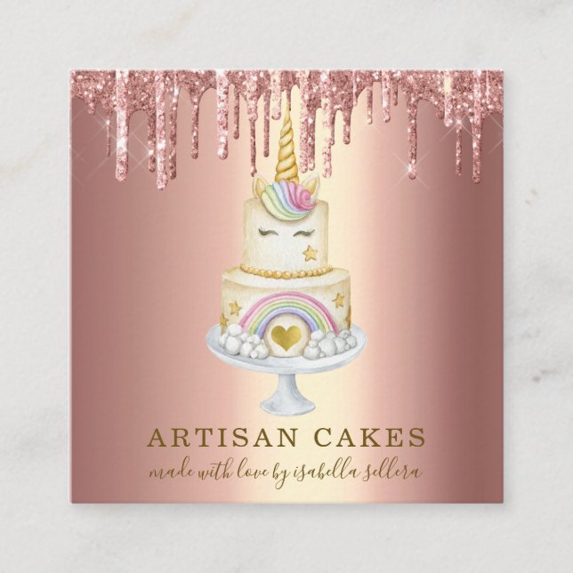 Carte De Visite Carré Boulangerie pâtisserie Chef Parties scintillant Ro (Devant)