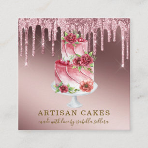 Carte De Visite Carré Boulangerie Pâtisserie Chef Rose Gold Parties scin