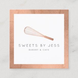 Carte De Visite Carré Boulangerie rose Gold Whisk