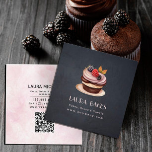 Carte De Visite Carré Boulangerie sucrée Pâtisserie Cupcakes aux fruits