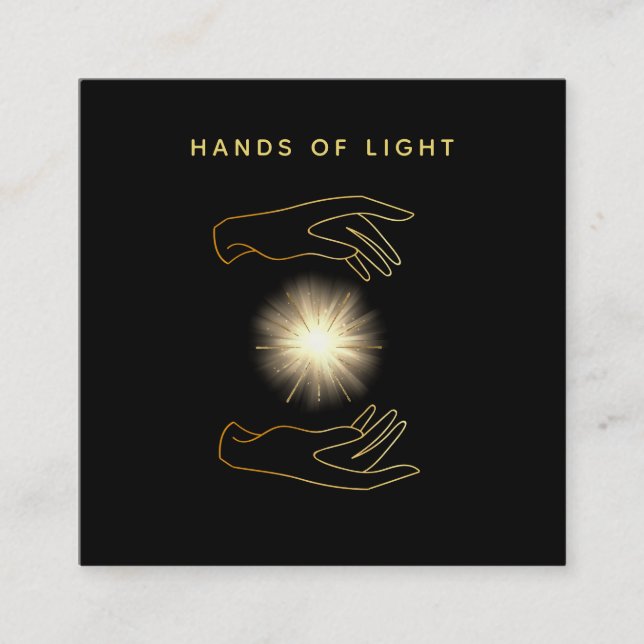 Carte De Visite Carré Boule de mains curative d'énergie de Reiki de *~*