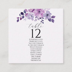 Carte De Visite Carré Bouquet de fleurs violettes à l'aquarelle