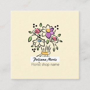 Carte De Visite Carré Bouquet élégant moderne fleuriste