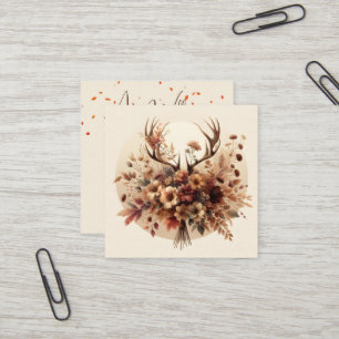 Carte De Visite Carré Bouquet floral de cerfs d'automne