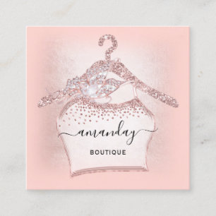 Carte De Visite Carré Boutique Cloth Hanger, blogueuse Rose de mode