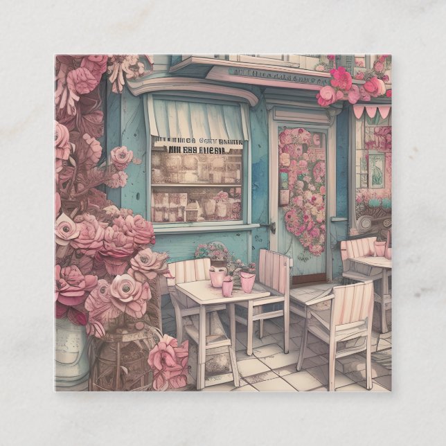 Carte De Visite Carré Boutique De Café Chic Cute Shabby (Devant)