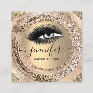 Carte De Visite Carré Boutique Lashes de maquillage Faux Gold Rose QR La