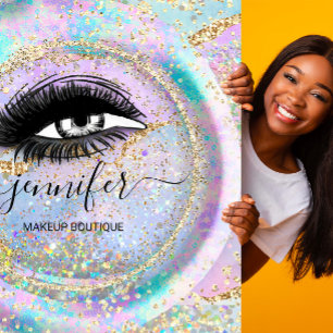 Carte De Visite Carré Boutique Maquillage Boutique Lash Code QR Holograp