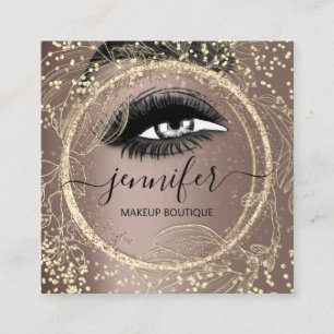 Carte De Visite Carré Boutique Maquillage Lashes Or Rose QR Lashes Brows