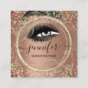 Carte De Visite Carré Boutique Maquillage Lashes Rose QR Code Lashes Bro