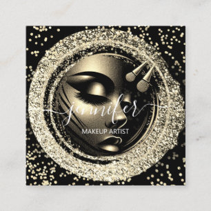 Carte De Visite Carré Boutique Parties scintillant effet cadre maquillag
