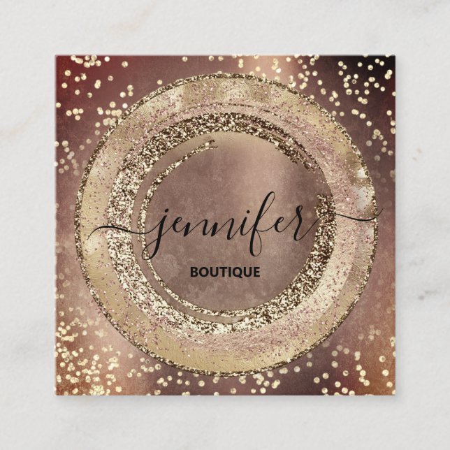Carte De Visite Carré Boutique Professionnelle Beauté Boutique Rose Gold (Devant)