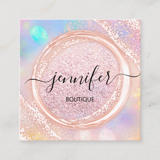 Carte De Visite Carré Boutique Professionnelle Boutique Beauté Rose Blus (Devant)