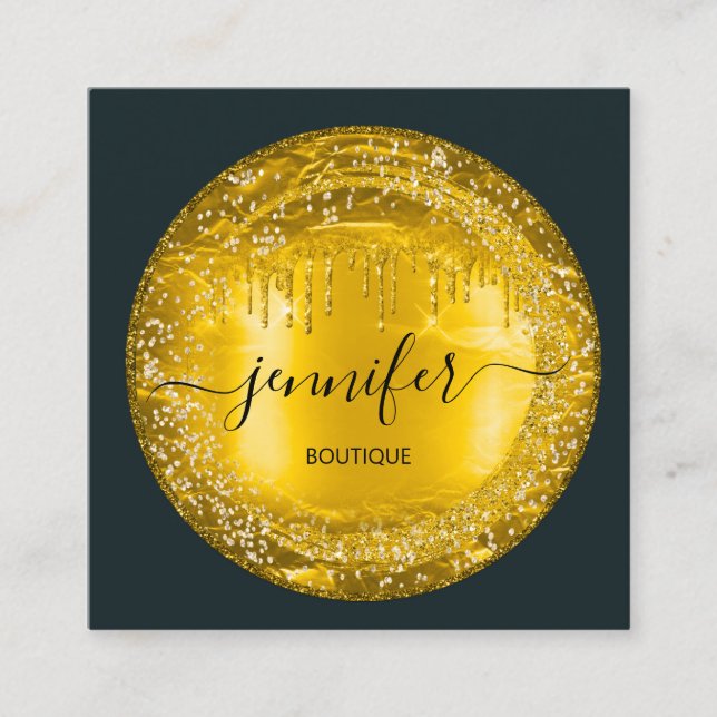 Carte De Visite Carré Boutique Professionnelle Boutique Parties scintill (Devant)