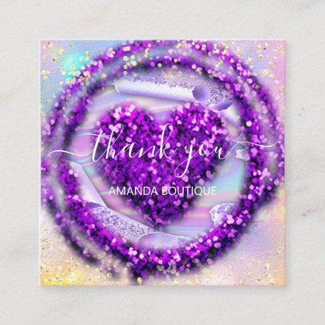 Carte De Visite Carré Boutique professionnelle Boutique Purple Heart Hol (Devant)