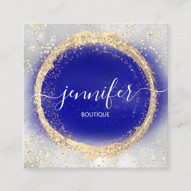 Carte De Visite Carré Boutique professionnelle Boutique Royal Blue Gold  (Devant)