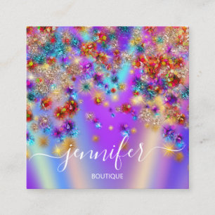 Carte De Visite Carré Boutique Professionnelle Holographie Confetti Sq