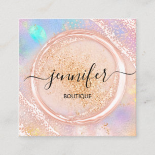 Carte De Visite Carré Boutique professionnelle Magasin Beauty Logo Rose