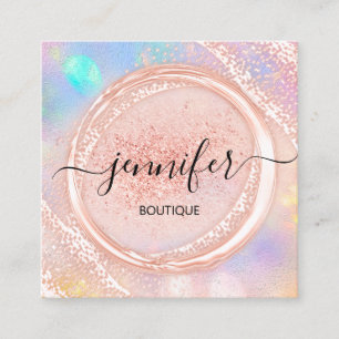 Carte De Visite Carré Boutique professionnelle Magasin Beauty Logo Rose