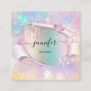 Carte De Visite Carré Boutique Professionnelle Nom Boutique Holographe P