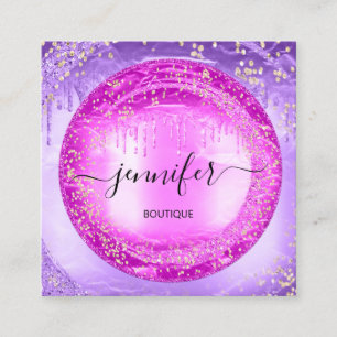 Carte De Visite Carré Boutique professionnelle Parties scintillant rose 