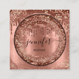 Carte De Visite Carré Boutique professionnelle Parties scintillant Rose 