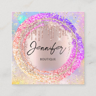 Carte De Visite Carré Boutique professionnelle QR Code Logo Holographe