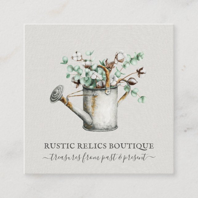 Carte De Visite Carré Boutique rustique (Devant)