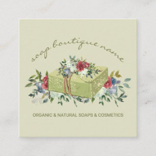 Carte De Visite Carré Boutique Soap beige Vert traditionnel