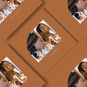Carte De Visite Carré Braids Photo Collage Terracotta