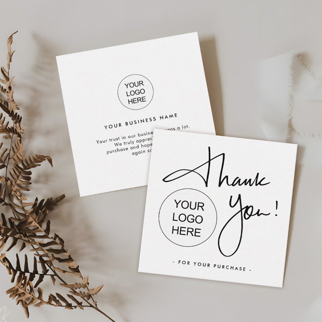 Carte De Visite Carré Branded Thank You Logo Modern (Créateur téléchargé)