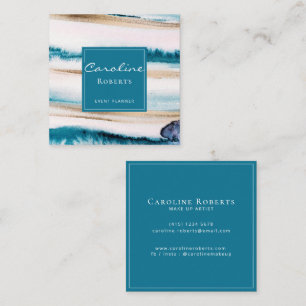 Carte De Visite Carré Brochures tendance Aquarelles Unique Blue Gold 