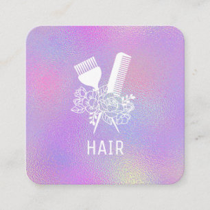 Carte De Visite Carré *~* Brosse à huile Iridescente Arc-en-ciel Fleurs 