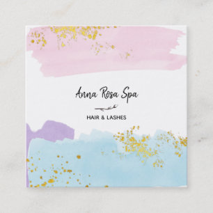 Carte De Visite Carré *~* Brush Splash Pastel Gold Parties scintillant B