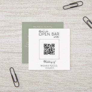 Carte De Visite Carré Budget QR Code Open Barre Minimaliste Mariage de t