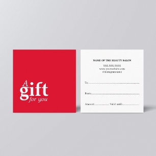 Carte De Visite Carré Cadeau blanc rouge élégant simple de salon de