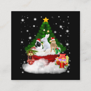 Carte De Visite Carré Cadeau de lapin Joyeux lapins de Noël