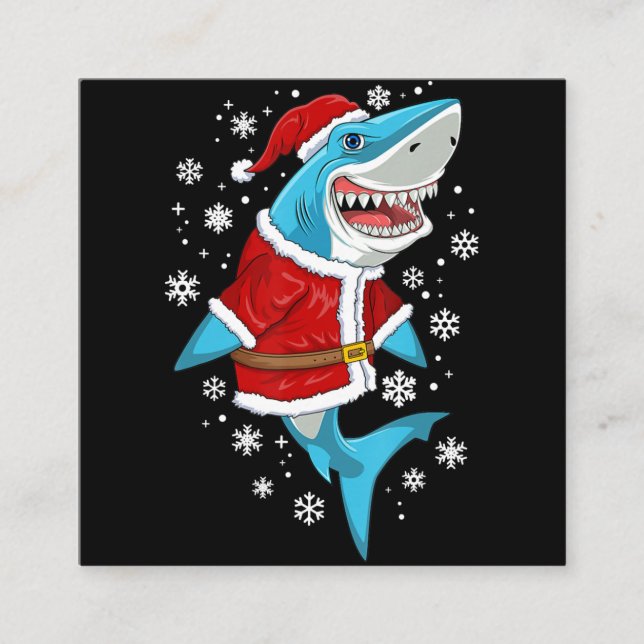 Carte De Visite Carré Cadeau de Noël de requin Père Noël Cadeaux (Devant)