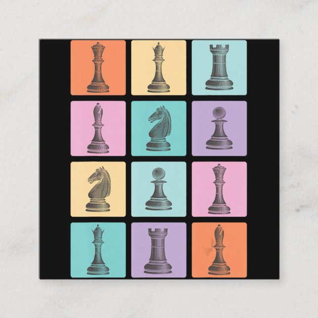 Carte De Visite Carré Cadeau d'échecs| J'Aime Vraiment Les Échecs (Devant)