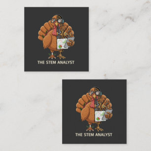 Carte De Visite Carré Cadeau drôle de Thanksgiving Robot Turquie Analyst