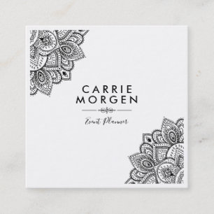 Carte De Visite Carré Cadre de coin mandal de la tribu noire