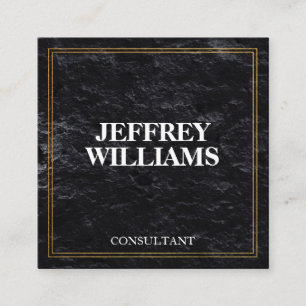 Carte De Visite Carré Cadre exécutif   Double Bordure Dorée   Noir ardoi