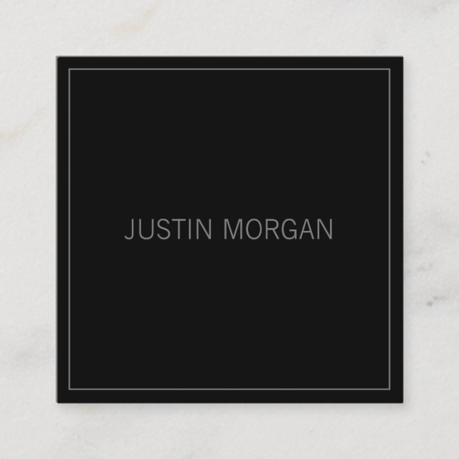 Carte De Visite Carré Cadre fin moderne et votre nom | Gris foncé et gri (Devant)