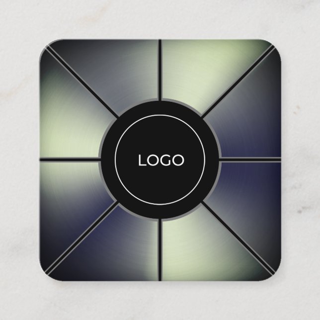 Carte De Visite Carré Cadre futuriste en fausse texture métallique carré (Devant)