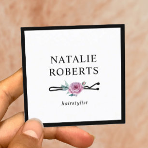Carte De Visite Carré Cadre minimaliste Bobby Pin Stylo à poils