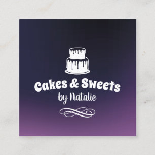 Carte De Visite Carré Cakes & Sweets Cupcake Accueil Boulangerie Élégant